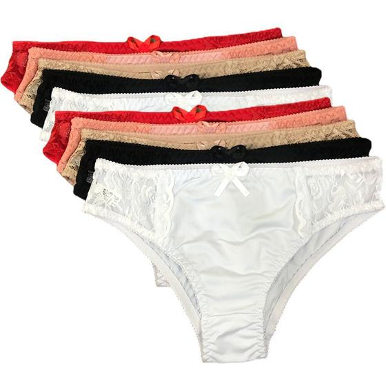 Imagem de Kit 10 Calcinhas Tanga Em Microfibra Lisa Adulto