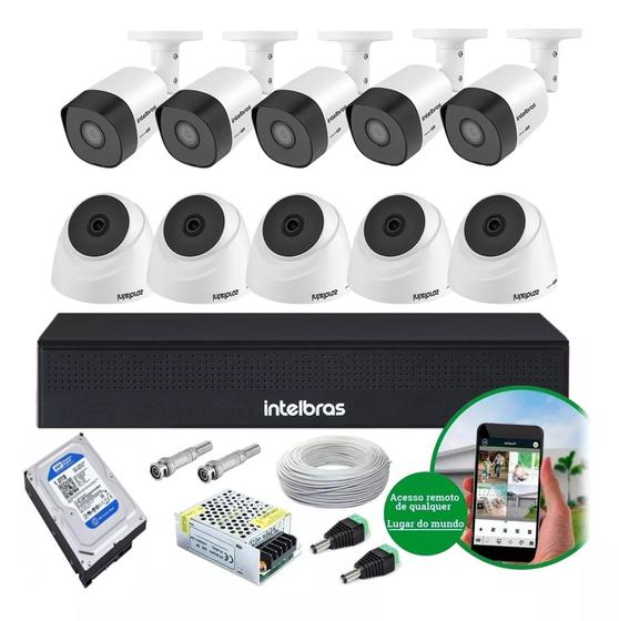 Imagem de Kit 10 Cameras Intelbras Dvr Mhdx 1016 Cftv Comp Hd 1tb