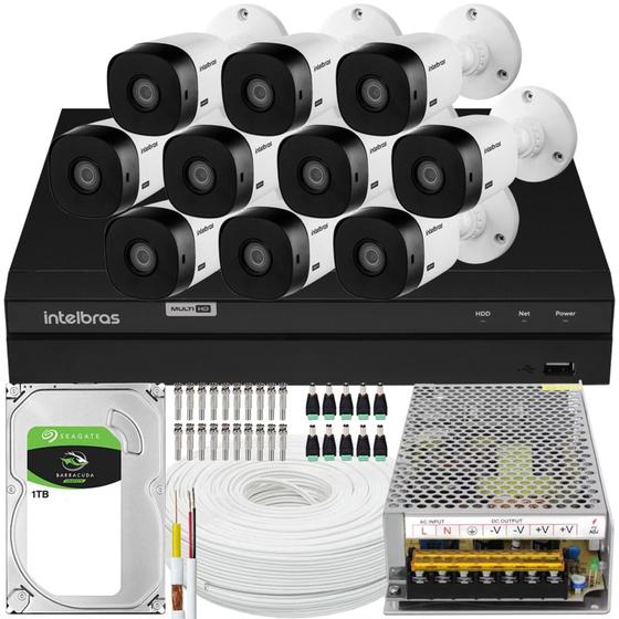 Imagem de Kit 10 Câmeras Intelbras Multi Hd 20m Vhc 1120b Dvr Mhdx 1216 C/1 Tb