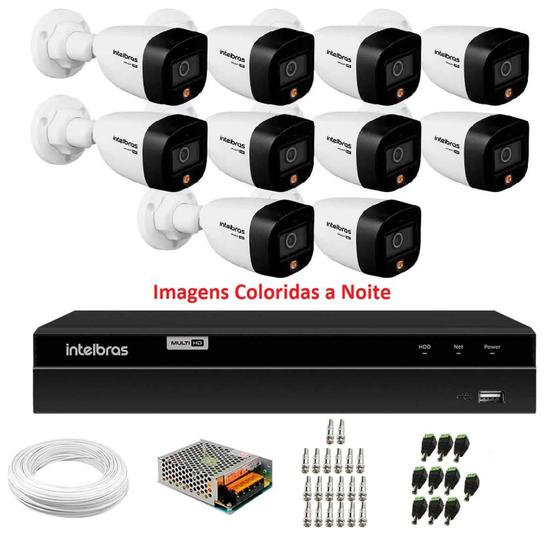 Imagem de Kit 10 Câmeras Intelbras VHD 1220 B Full Color Bullet Full HD 1080p Multi HD IR 20m + Dvr MHDX 1216