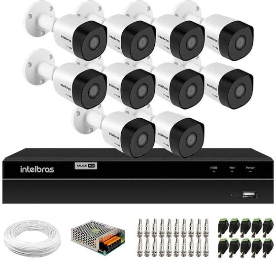 Imagem de Kit 10 Câmeras Intelbras VHD 3130 Bullet G6 HD 720p, Lente 3.6mm, Visão Noturna 30m, IP67 + DVR Intelbras MHDX 1216 Full HD 16 Canais Multi HD