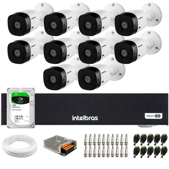 Imagem de Kit 10 Câmeras Intelbras VHL 1220 B G2 HDCVI LITE Bullet Full HD 1080p Visão Noturna 20m IP66 + Dvr Intelbras MHDX 1016-C 16 Canais + HD 1TB BarraCuda