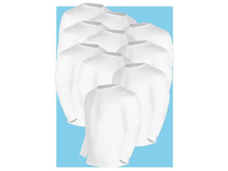 Kit 10 Camiseta Lisa Manga Longa Adulto Poliéster Branca - Del France Imagem de Kit 10 Camiseta Lisa Manga Longa Adulto Poliéster Branca