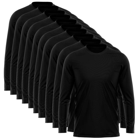 Imagem de Kit 10 Camisetas Manga Longa Masculina Camisa Térmica Dry UV Proteção Solar Blusa