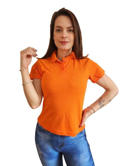 Imagem de Kit 10 Camisetas polo feminina slim basica para uniforme modelo baby look