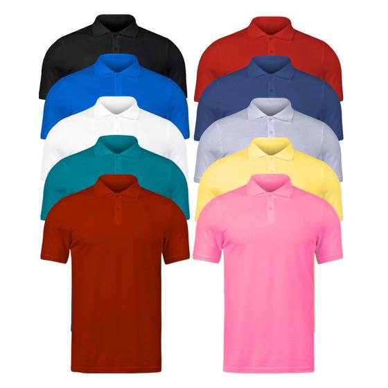 Imagem de Kit 10 Camisetas Polo Masculina Tecido Piquet