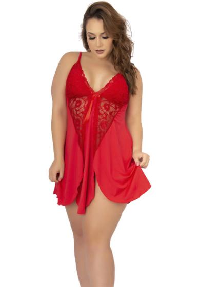 Imagem de Kit 10 Camisolas Renda Plus Size Abertura Soltinha Curta