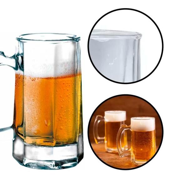 Imagem de Kit 10 Caneca Chopp 380ml Copo Transparente Resistente Bar Restaurante Zero Grau Churrasco Resistente Quedas