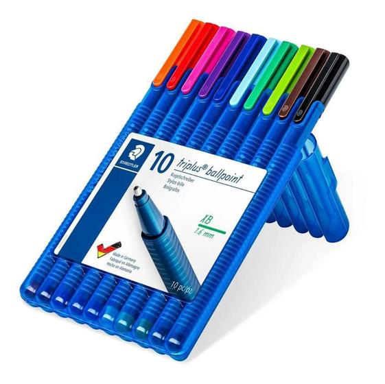 Imagem de Kit 10 Caneta Staedtler Triplus Ball Em Cores Sortidas Xb