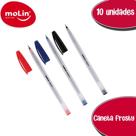 Imagem de Kit 10 Canetas Frosty Molin - 4 Azul 3 Vermelha 3 Preta