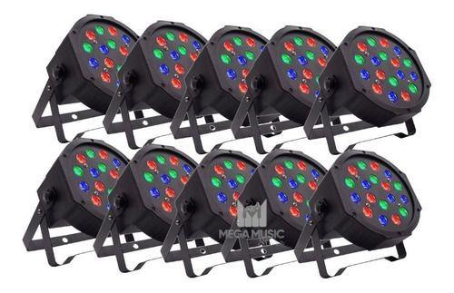 Imagem de Kit 10 Canhao De Led 18 Leds 1w Rgb Dmx Iluminacao Dj Festa