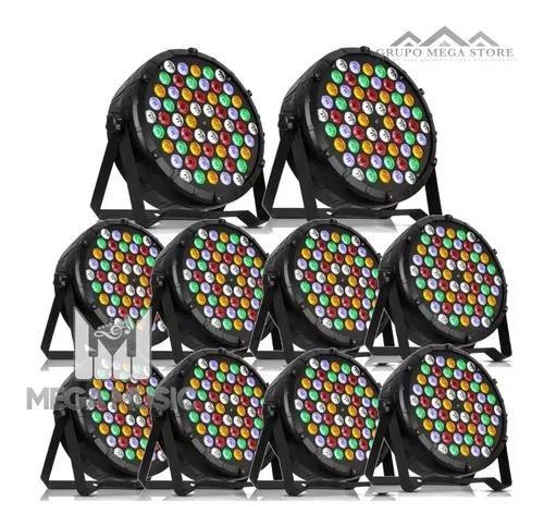 Imagem de Kit 10 Canhão Refletor Par 64 Slim Rgbwa 60 Led 3w Ambar Dmx