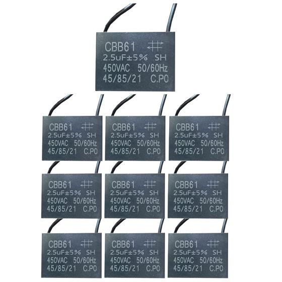 Imagem de Kit 10 capacitor polipropileno 2,5x450v - quadrado cbb61