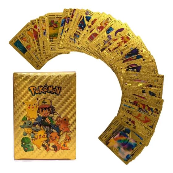 Imagem de Kit 10 Cartas Pokémon Folha De Ouro Douradas Edição Limitada