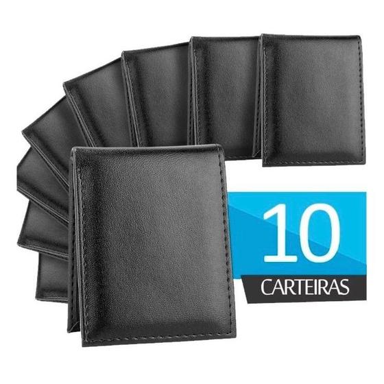 Imagem de Kit 10 Carteiras Slim Masculinas Na Cor Preta