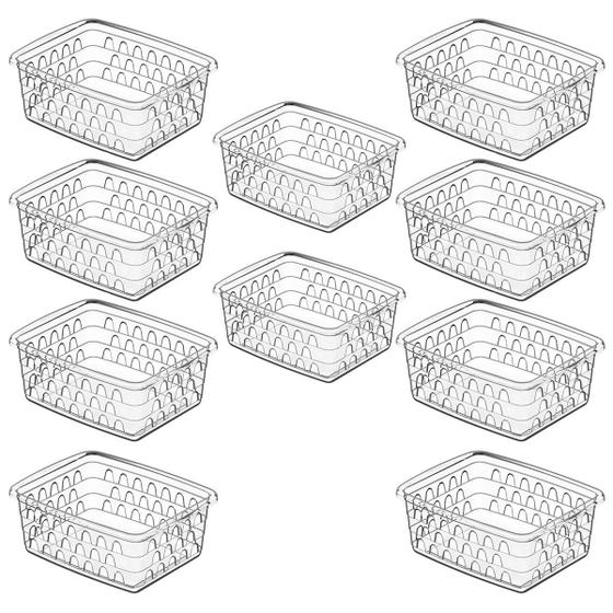 Kit 10 Cesto Caixa Organizador Multiuso Pequeno Transparente - Uninjet