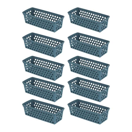 Imagem de Kit 10 Cesto Cestinho Organizador Multiuso Retangular Comprido Decorativo Design Versátil Prático