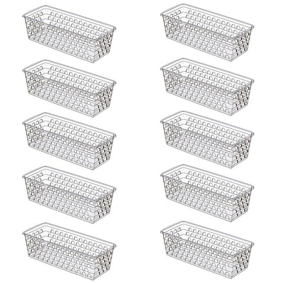 Imagem de Kit 10 Cesto Organizador Multiuso Retangular Transparente