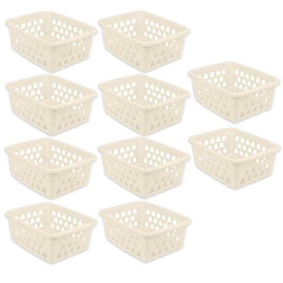 Imagem de Kit 10 Cestos Multiuso Médio Palha 20X6,5X15Cm Pp 1030 Uninjet