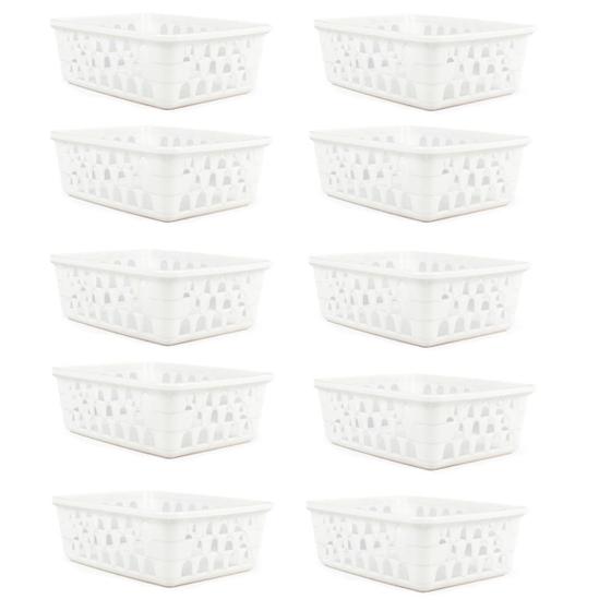 Kit 10 Cestos Multiuso Organizador Pequeno Branco 16x12x6Cm Menor preço em Kit 10 Cestos Multiuso Organizador Pequeno Branco 16x12x6Cm