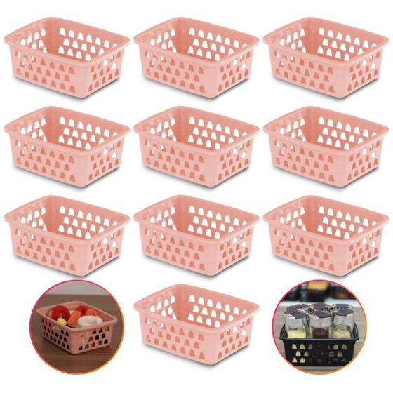 Imagem de Kit 10 Cestos Multiuso Pequeno Branco 12x6x16cm PP