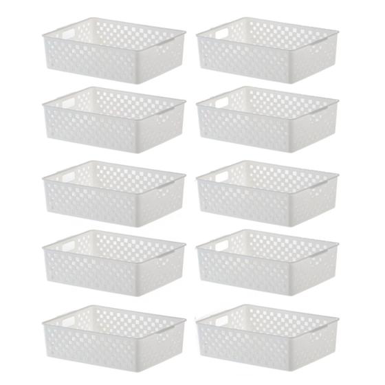 Imagem de Kit 10 Cestos Organizador Quadratta Gavetas Lavanderia 27x21