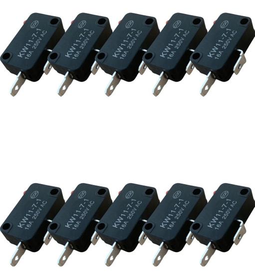 Imagem de Kit 10 Chave Interruptor Micro Switch Kw11-7-1 16a 250v 2 Terminais