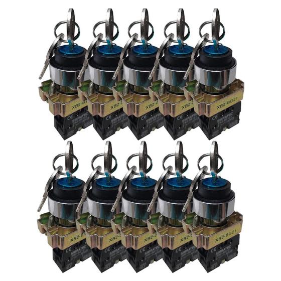 Imagem de Kit 10 chave xb2-bg21 metal 2 pos fixa c chave sibratec