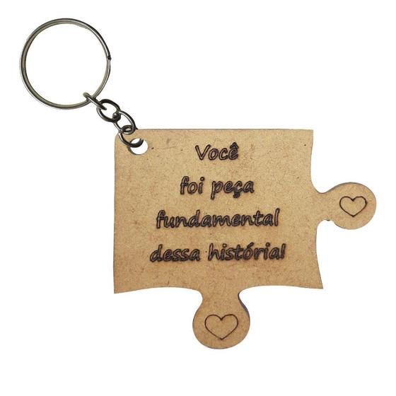 Imagem de Kit 10 Chaveiro Peça Quebra Cabeça com Frase e Argola Mdf Madeira