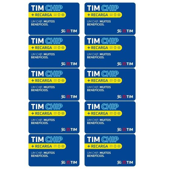 Imagem de Kit 10 Chip Para Celular TIM Pré Pago com Recarga