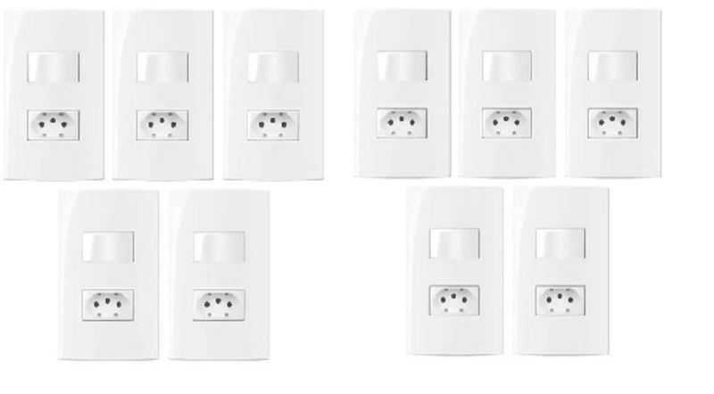 Imagem de Kit 10 Cj 4X2 Interruptor Simples+Tomada 2P+ T10A Sleek