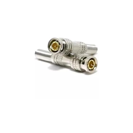 Imagem de Kit 10 Conector Bnc Com Mola Macho Para Cftv Camera Gold