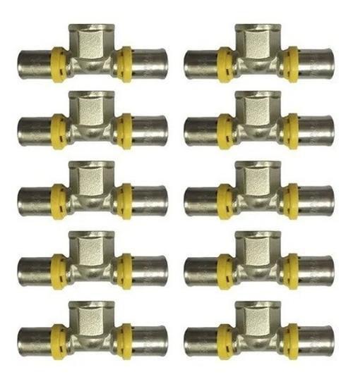 Imagem de Kit 10 Conector Te Pex Multicamadas Gás 20 X 1/2 (I) X 20Mm