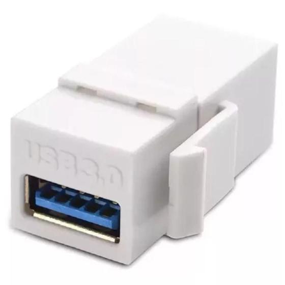 Imagem de Kit 10 Conectores Keystone USB 3.0 Embutir Branco