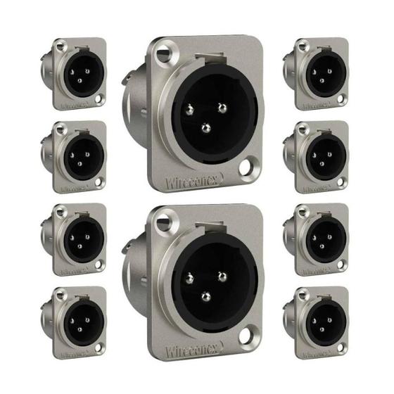 Imagem de Kit 10 Conectores Plug Wireconex XLR WC1033 Macho 3 Polos