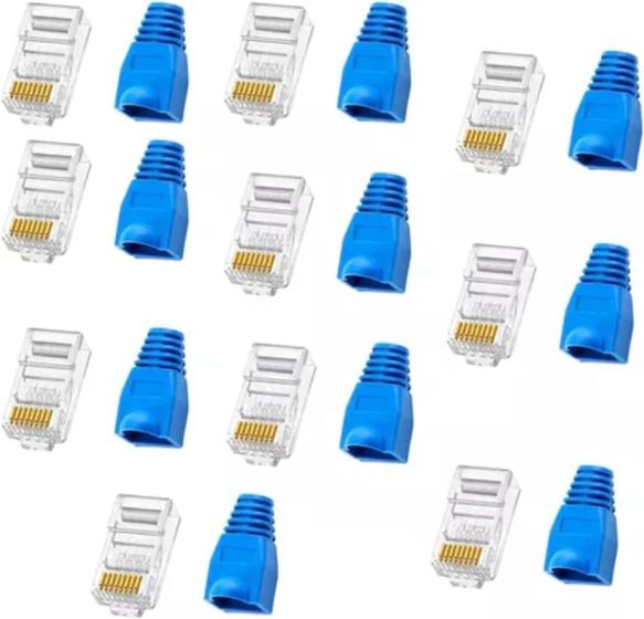 Imagem de Kit 10 Conectores Rj45 Com Capa Para Cabo Rede Lan