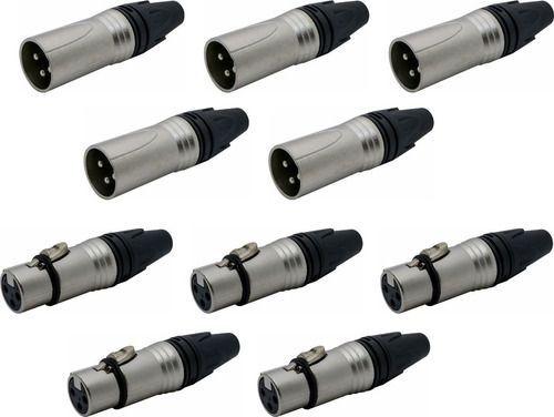 Imagem de Kit 10 Conectores Xlr Macho/femea Linha Pesada Tipo Xlr Pro