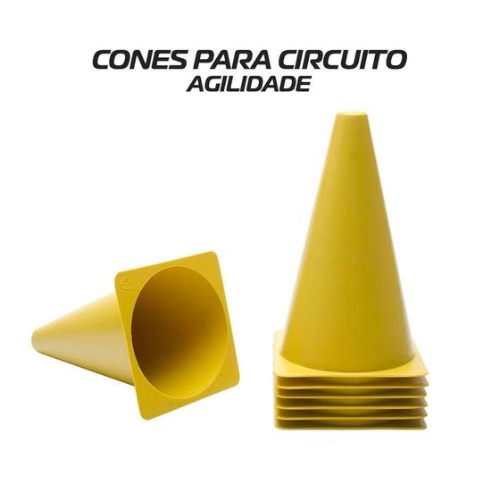 Imagem de Kit 10 Cones Amarelo Circuito Liso Treino Agilidade