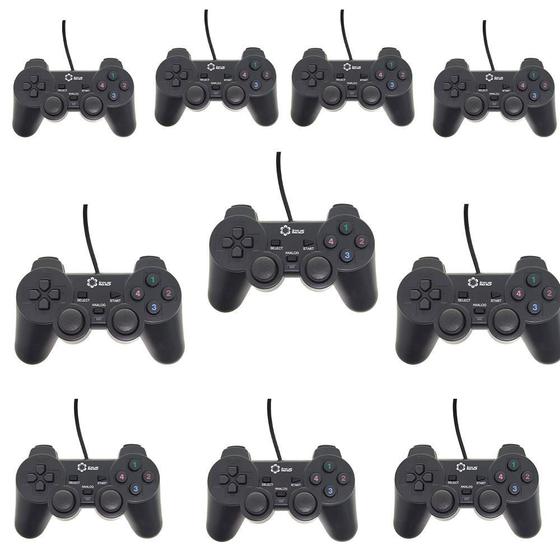 Imagem de Kit 10 Controle Joystick C Fio DRAIK Dualshock 2 Compatível com PS2 Pc DK-Ct008