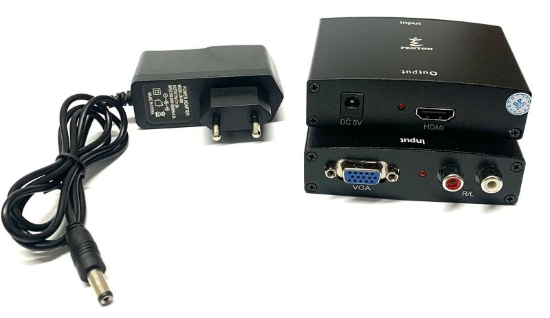 Imagem de Kit 10 Conversor VGA para HDMI com Áudio RCA e Fonte NFE Atacado