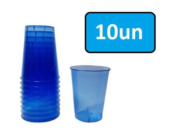 Imagem de Kit 10 Copos Acrílico 200ml Azul Translúcido Elite