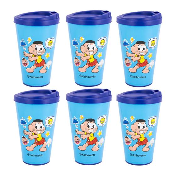 Imagem de Kit 10 Copos Bucks Turma da Mônica Com Tampa 550ml Cascão