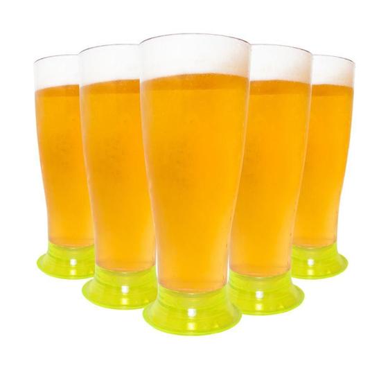Imagem de Kit 10 Copos Tulipa Cristal Acrílico Base colorido 350 Ml