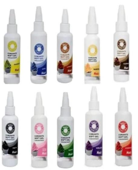 Imagem de Kit 10 Corante Alimentício Soft Gel Mago - 15ml Confeitaria