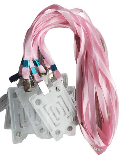 Imagem de kit 10 Cordão de pescoço + porta cracha completo- rosa