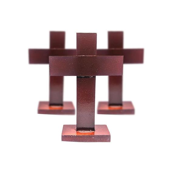 Imagem de Kit 10 Cruz Crucifixo Mesa Madeira Sem Cristo 13cm Atacado