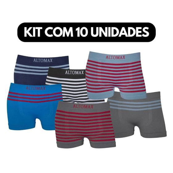 Imagem de Kit 10 Cuecas Infantil Boxer Microfibra Sem Costura Sortidas