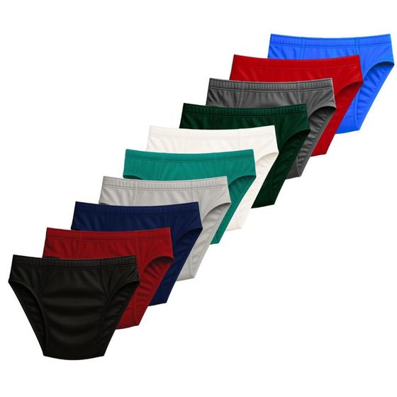 Imagem de Kit 10 Cuecas Slip Plus Size Microfibra Elástico Embutido