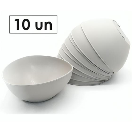 Imagem de Kit 10 Cumbucas Bowl Multiuso Plástico Branca Petiscos 300ml