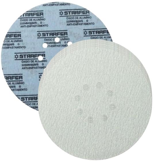 Imagem de Kit 10 Disco de Lixa Branco com Fixação Autoadesiva 225mm Grão 220 para Lixadeira